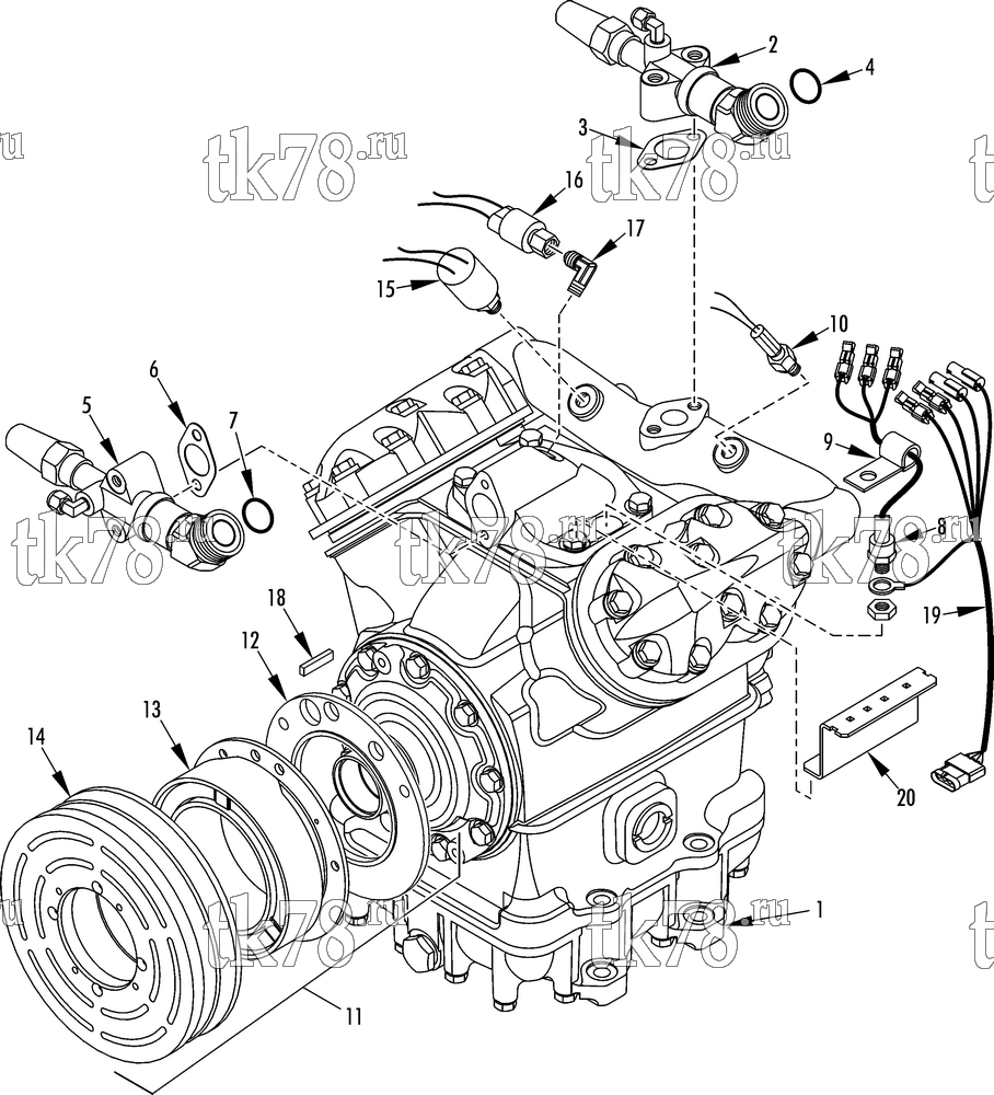 Каталог запчастей для Thermo King ATHENIA 1000-M4, M4B & M4C COMPRESSOR GROUP (7348C93G14)