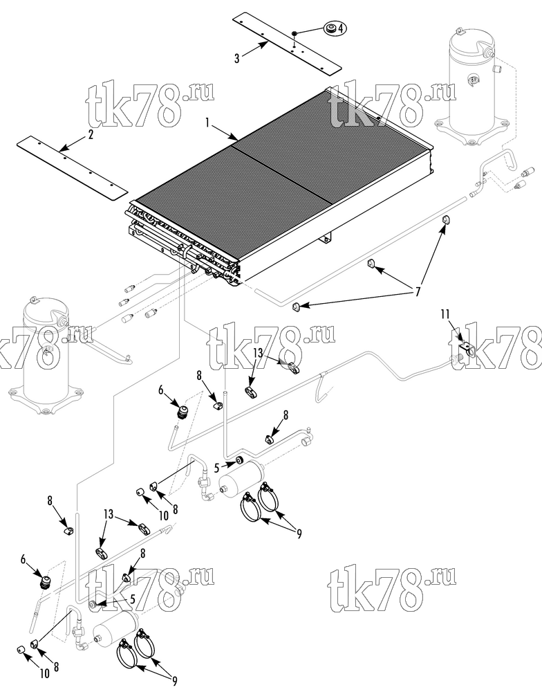 Каталог запчастей для Thermo King TEA14-M1 CONDENSER MOUNTING & CLAMPS