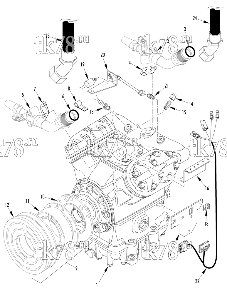 Каталог запчастей для Thermo King  COMPRESSOR GROUP (1E05606G04, KIT 702301)