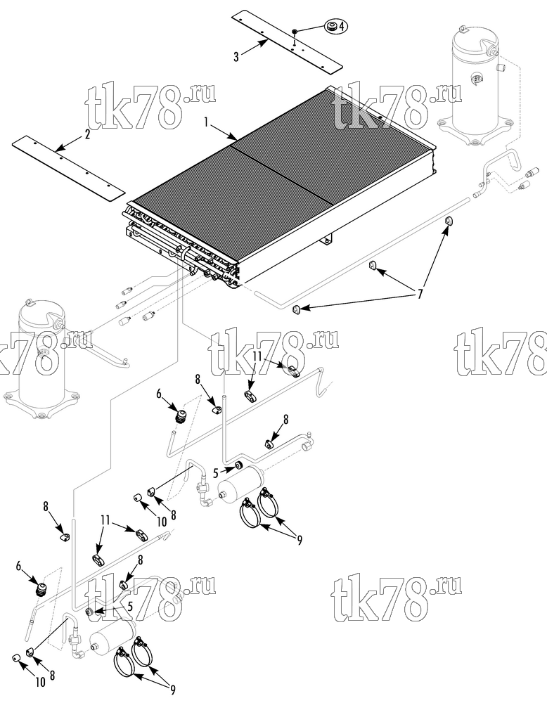 Каталог запчастей для Thermo King TEA14-M2 & M2A CONDENSER MOUNTING & CLAMPS