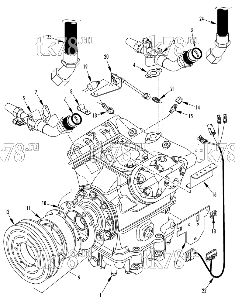 Каталог запчастей для Thermo King RLF1-M13 COMPRESSOR GROUP (1E05606G04, KIT 702507 & 702658)