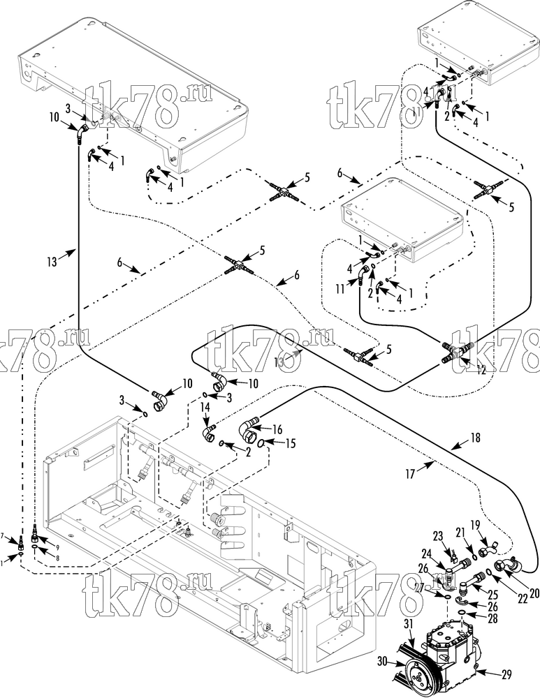 Каталог запчастей для Thermo King V-700 MAX SPECTRUM COMPRESSOR HOSE CONNECTIONS
