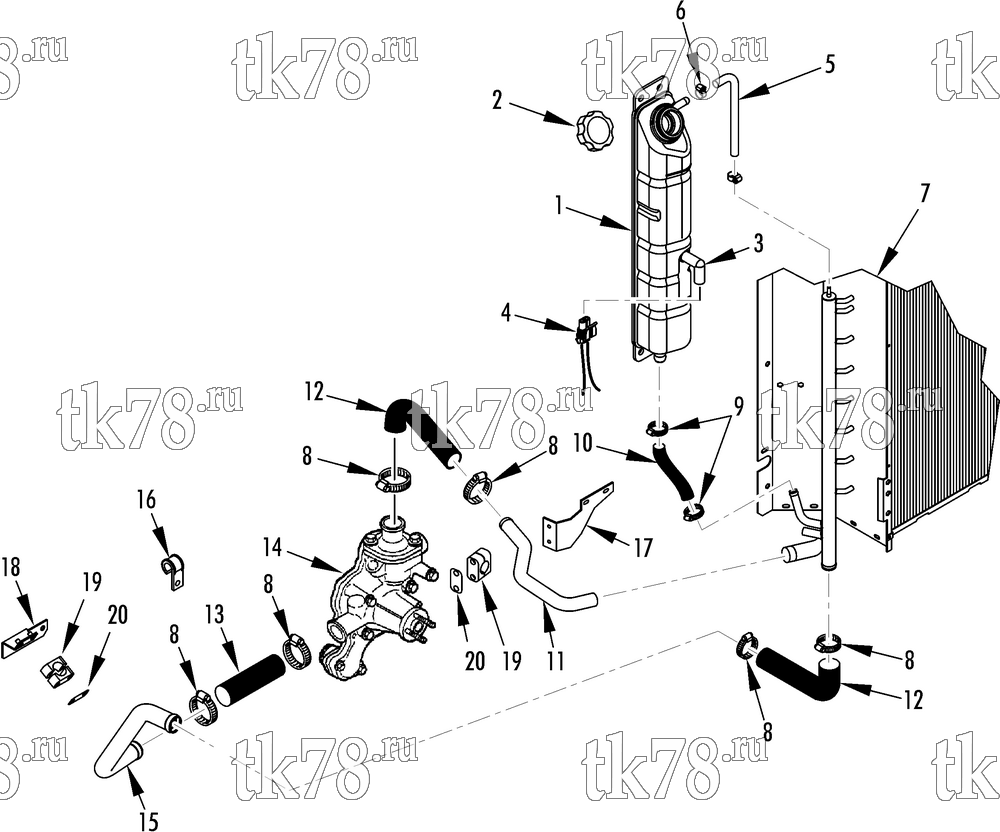 Каталог запчастей для Thermo King SB-230 & SB-230 RR 30 & 50 ENGINE COOLING SYSTEM