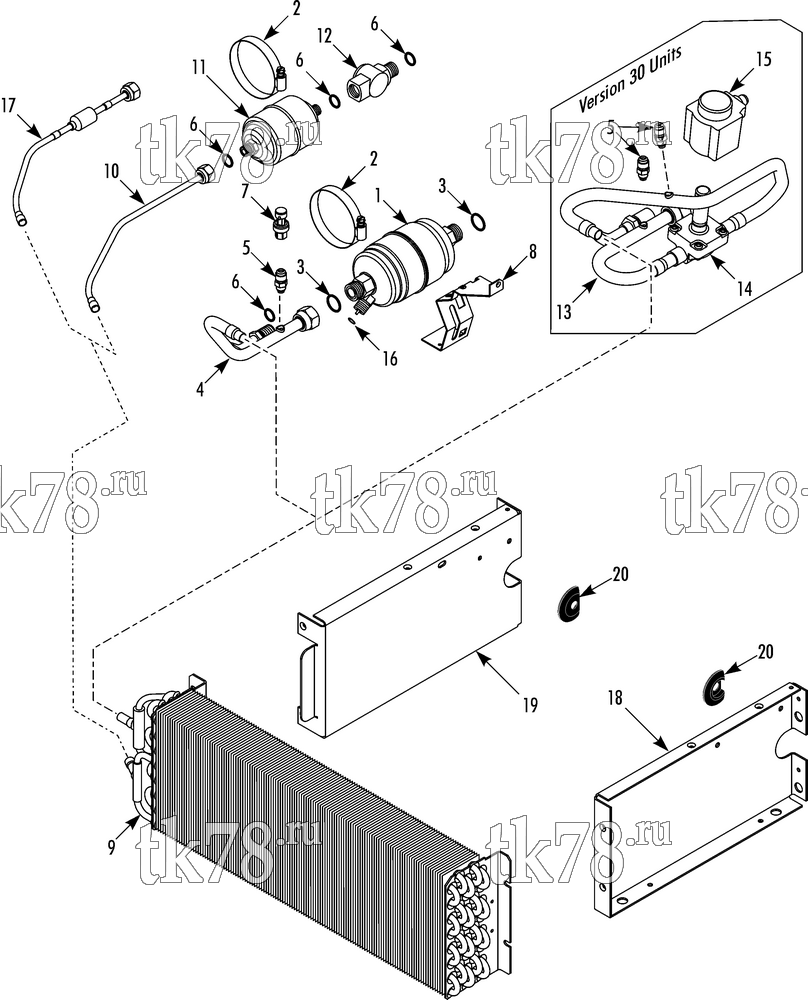 Каталог запчастей для Thermo King  REFRIGERATION CONDENSER (10 & 30, 2/11 & after)
