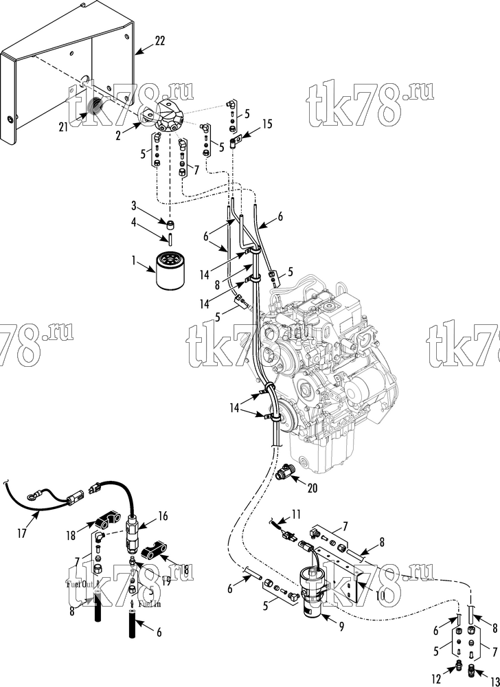 Каталог запчастей для Thermo King HK-430 & HK-430 HO FUEL FILTER GROUP
