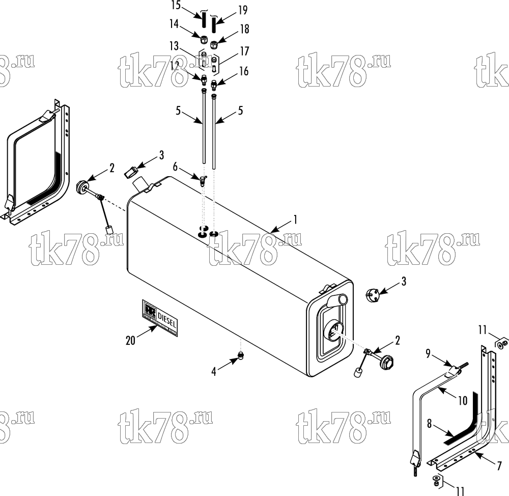 Каталог запчастей для Thermo King  FUEL TANK (65 gallon rectangular)