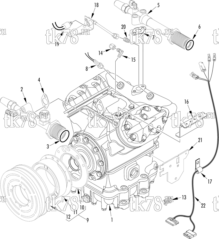 Каталог запчастей для Thermo King ATHENIA 960-M29 COMPRESSOR GROUP (1E05606G04, KIT 702509)