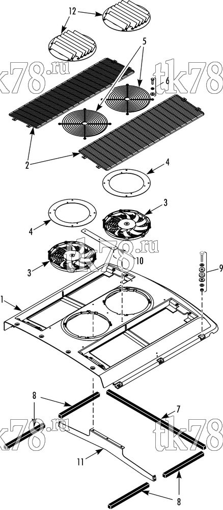 Каталог запчастей для Thermo King V-520 RT SPECTRUM CONDENSER STRUCTURAL & FANS