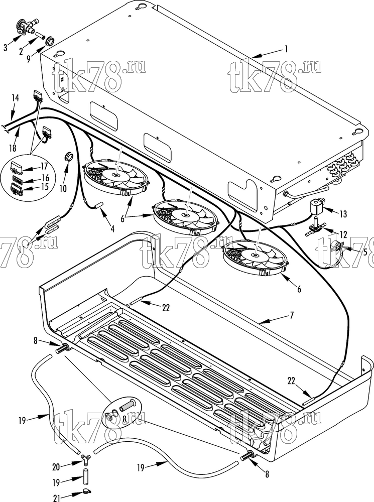 Каталог запчастей для Thermo King  EVAPORATOR GROUP (V-520 RT)