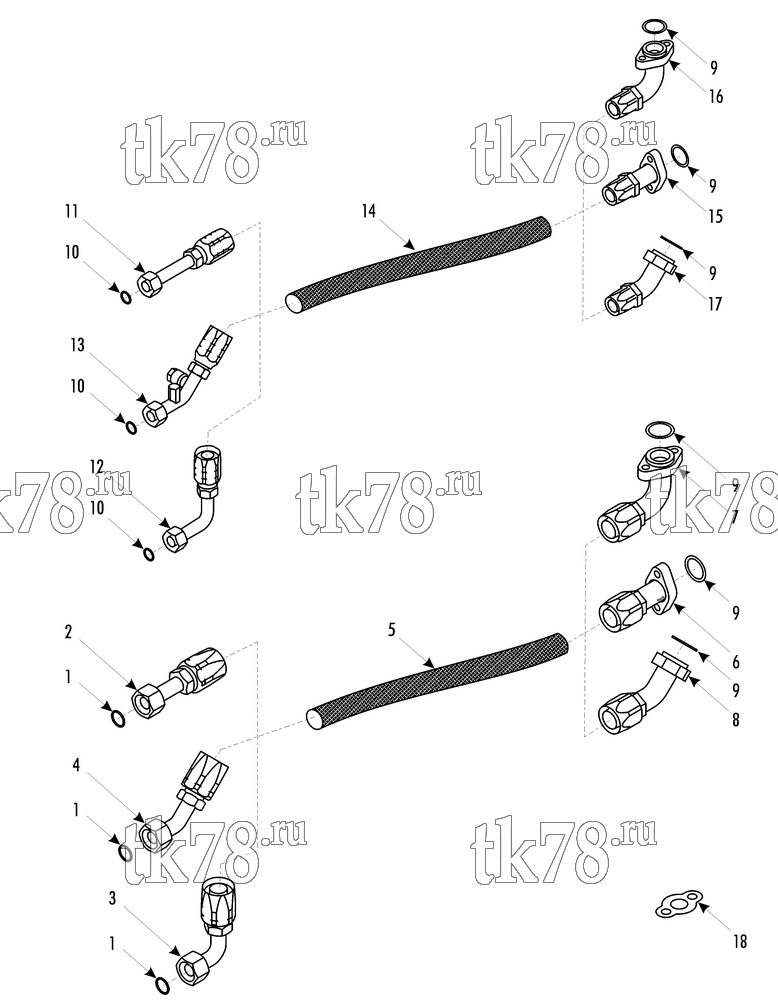 Каталог запчастей для Thermo King ATHENIA MKII S960 1012 KIT HOSE & FITTINGS FOR COMPRESSOR X430 & FKX