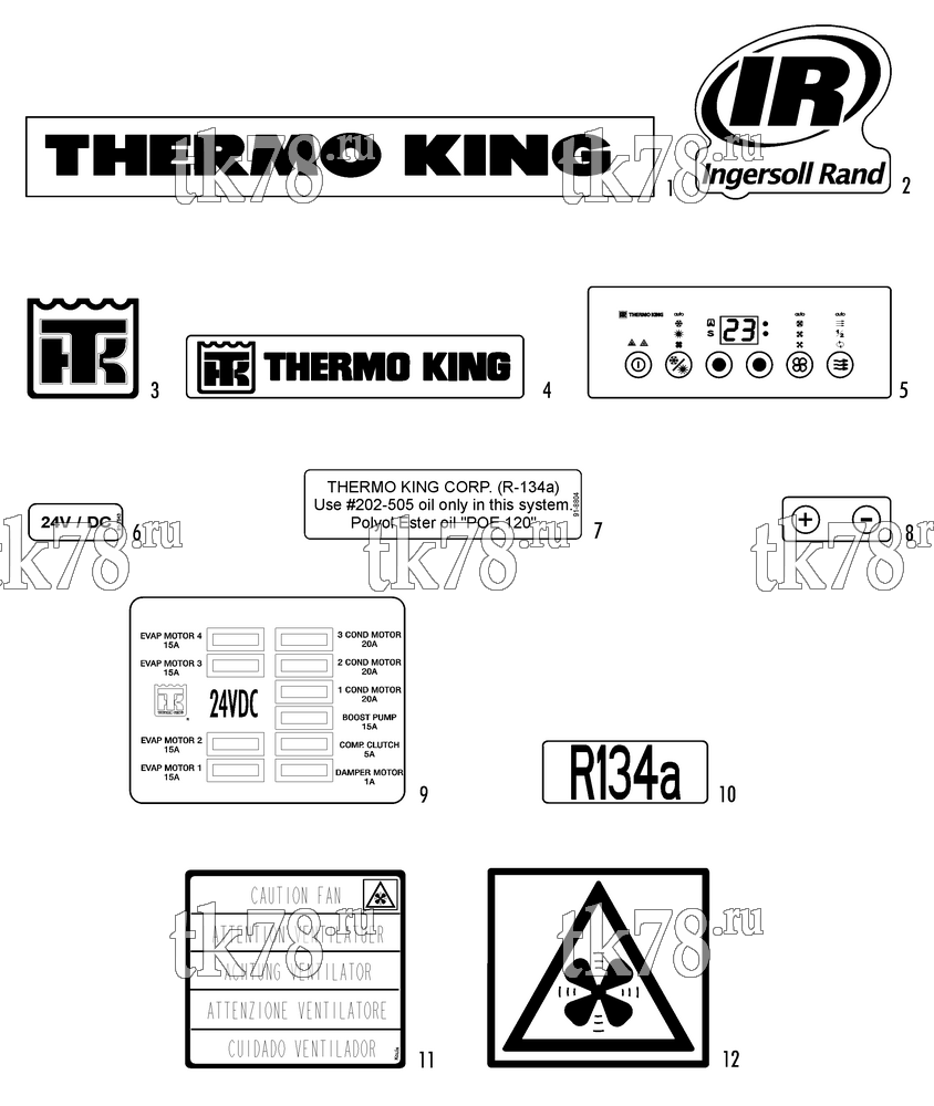 Каталог запчастей для Thermo King X700 NAMEPLATES