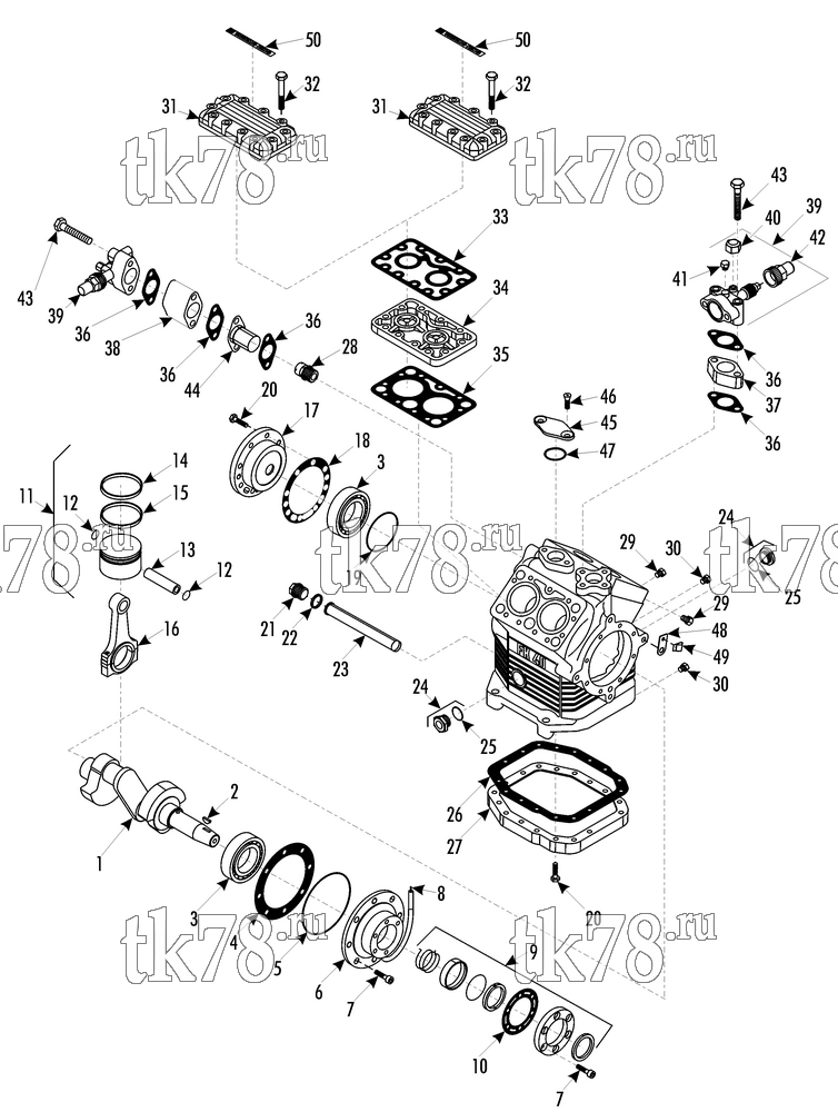 Каталог запчастей для Thermo King ATHENIA MKII S700 4 CYLINDER COMPRESSOR (FKX 40/470K)