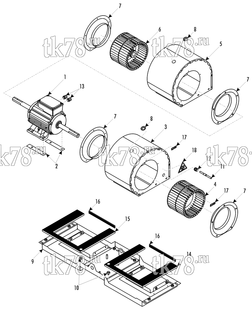 Каталог запчастей для Thermo King LRV-10T W1 EVAPORATOR BLOWER GROUP