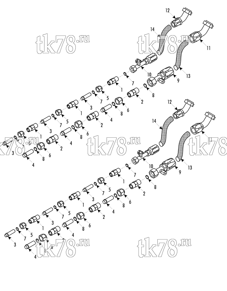 Каталог запчастей для Thermo King  HOSES AND FITTINGS ATH. SPLIT W/ 2 X TM31 (KIT 702651)