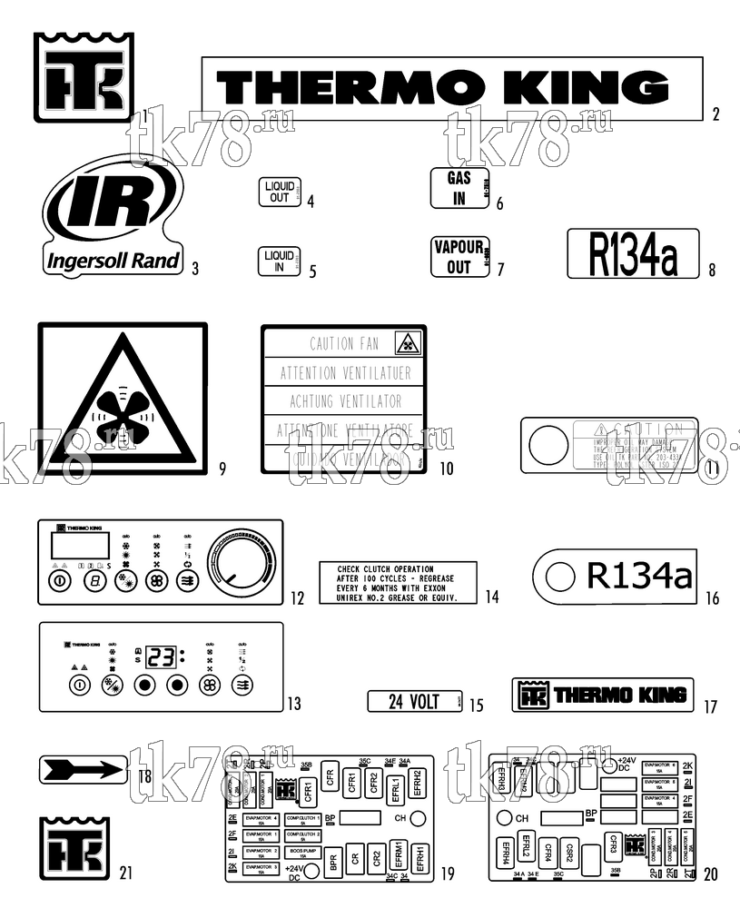 Каталог запчастей для Thermo King ATHENIA S805 N/W 1000, 1004 NAMEPLATES