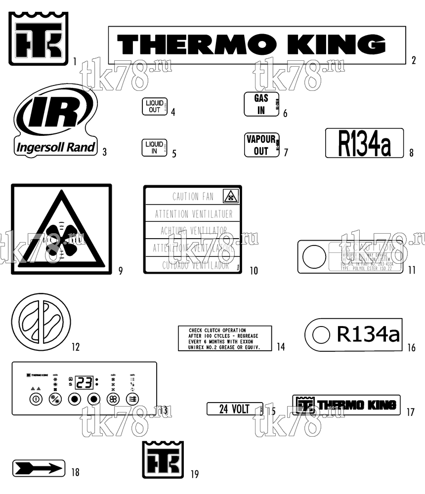 Каталог запчастей для Thermo King ATHENIA MKII S700 NAMEPLATES