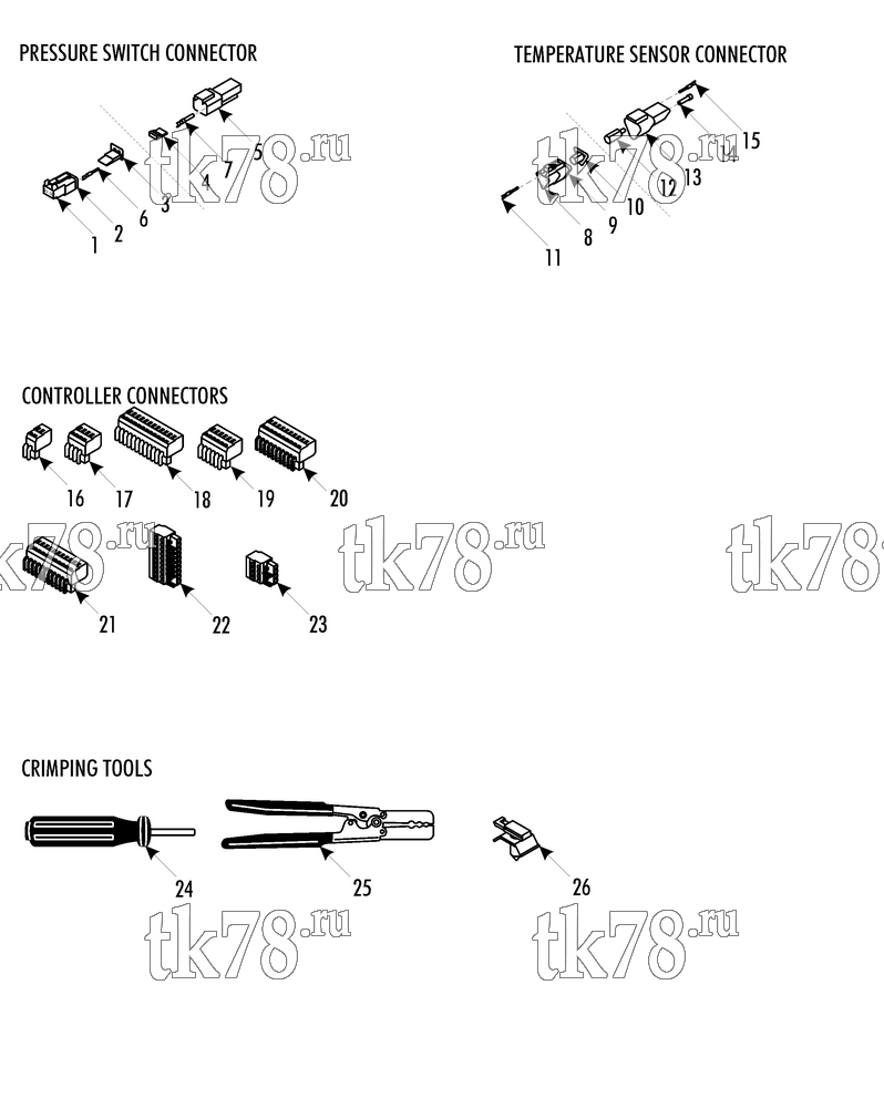 Каталог запчастей для Thermo King RAC 40 TNN1 CONNECTORS