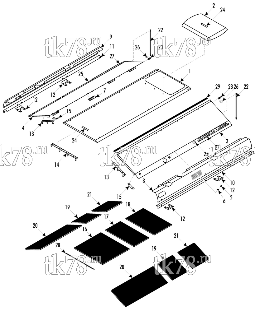 Каталог запчастей для Thermo King LRV-10T W1 EVAPORATOR COVERS