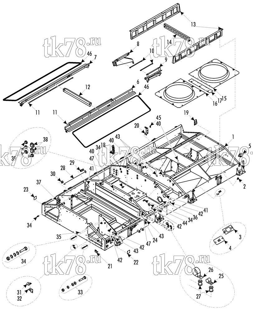 Каталог запчастей для Thermo King LRV-10T W1 FRAME & COMPONENTS