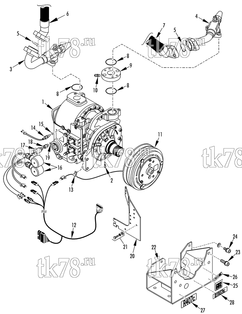 Каталог запчастей для Thermo King ATHENIA 1000-M19, M19A & M19B COMPRESSOR GROUP (1E63245G05, KIT 702855)