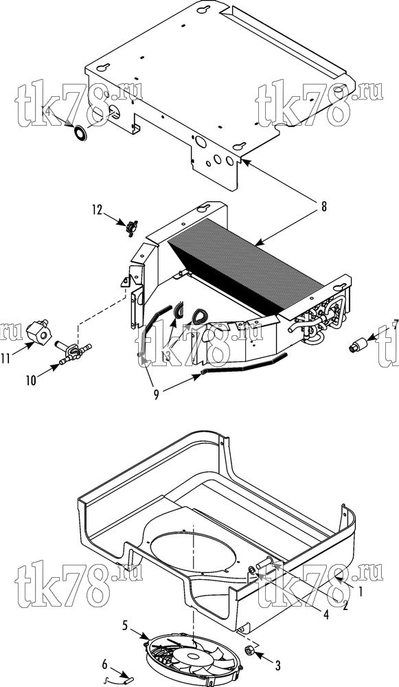 Каталог запчастей для Thermo King B-100 EVAPORATOR COVER & ELECTRICAL COMPONENTS (ES100, 10/11 & after)