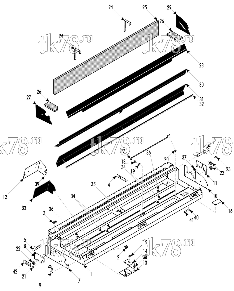 Каталог запчастей для Thermo King ATHENIA MKII DS500 N 1004 EVAPORATOR BASE 1