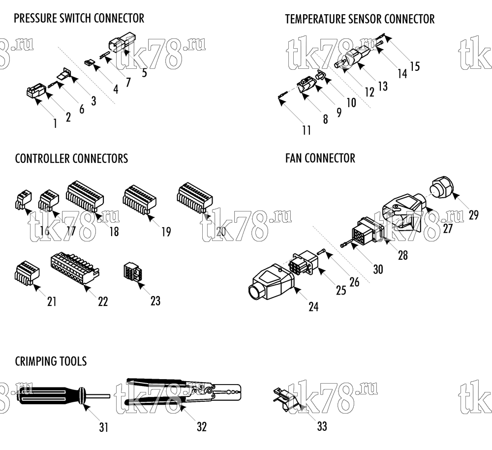 Каталог запчастей для Thermo King LRC 26 kW MKII REMAR GT4 CONNECTORS