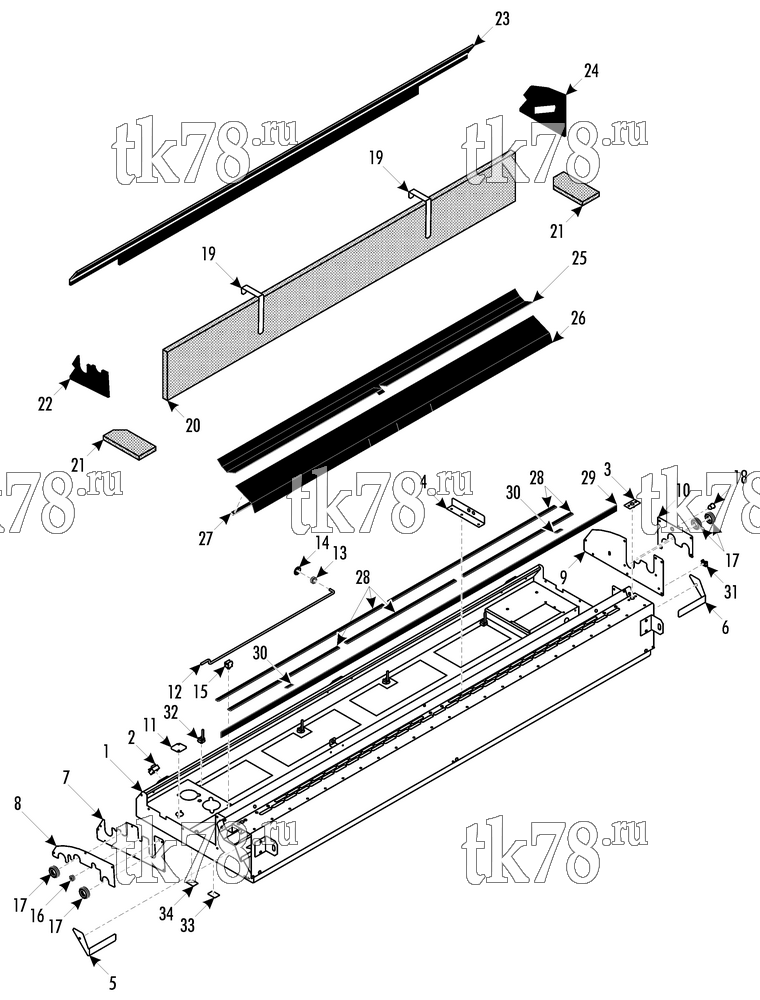 Каталог запчастей для Thermo King ATHENIA MKII DS500 N 1004 EVAPORATOR BASE 2