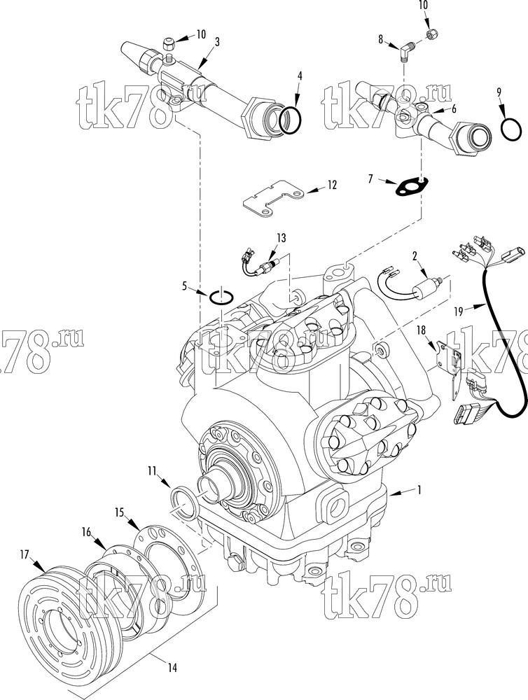 Каталог запчастей для Thermo King AT13-M23 COMPRESSOR GROUP (2C45049G28, KIT 703002)