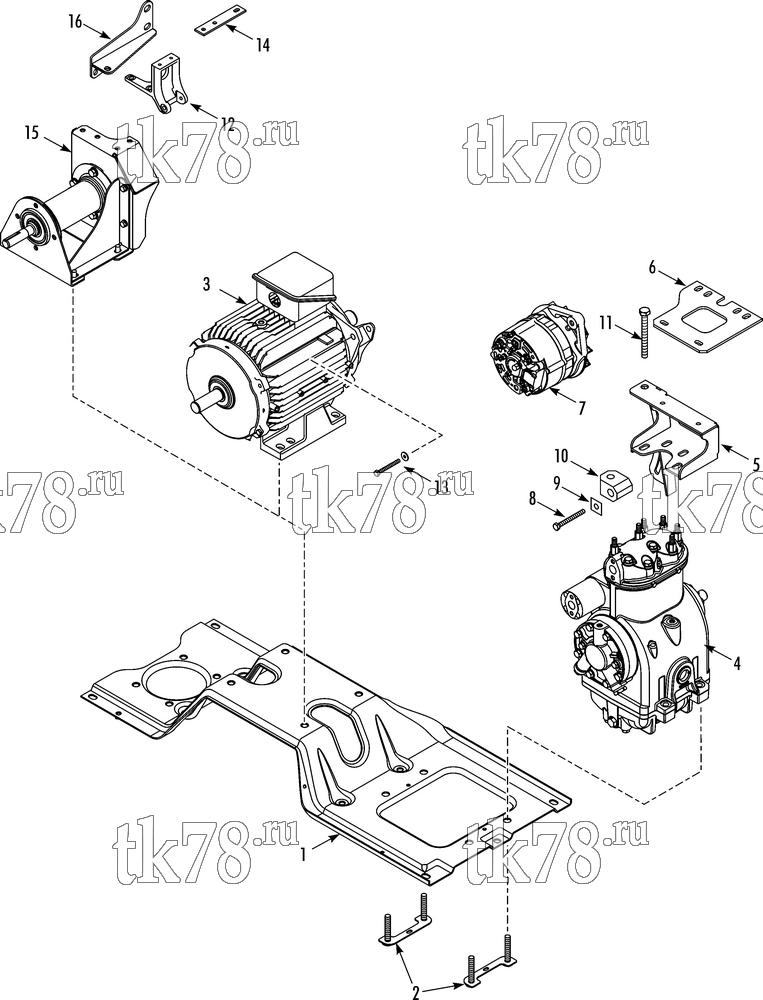Каталог запчастей для Thermo King T-800R SPECTRUM EMEIA COMPRESSOR & MOTOR/JACKSHAFT MOUNTING