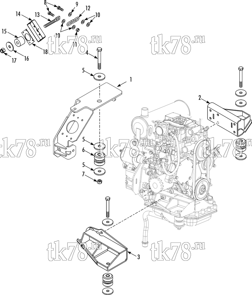 Каталог запчастей для Thermo King T-DAIRY EMEIA ENGINE MOUNTING GROUP (TK 2TNV70)