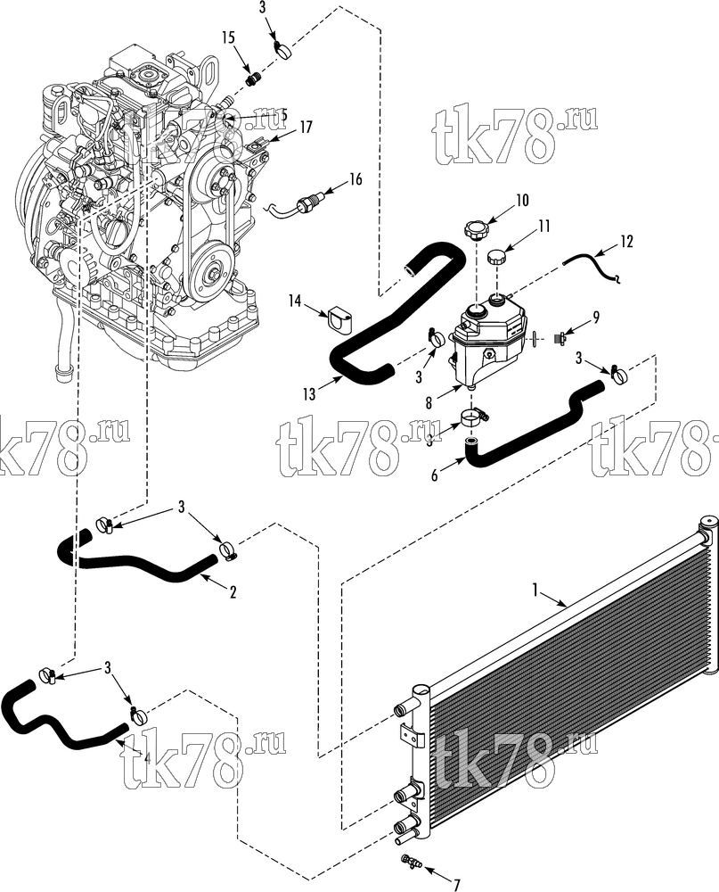 Каталог запчастей для Thermo King T-DAIRY EMEIA ENGINE COOLING SYSTEM