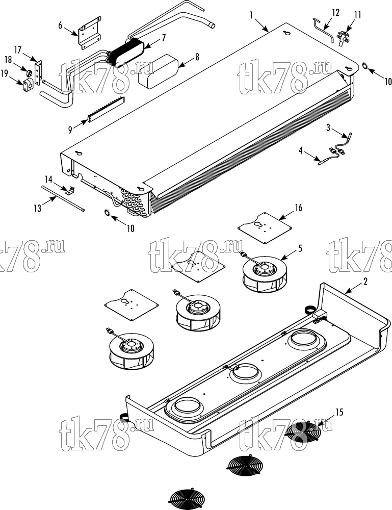 Каталог запчастей для Thermo King UT-800 EVAPORATOR ASSEMBLY (ES800)