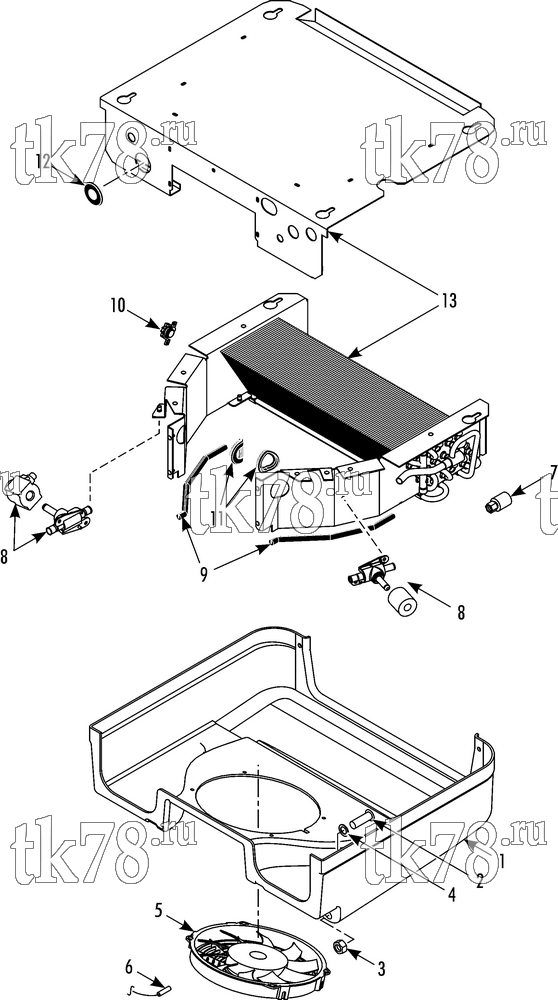 Каталог запчастей для Thermo King V-200 SPECTRUM EVAPORATOR COVER & ELECTRICAL COMPONENTS ES100/150