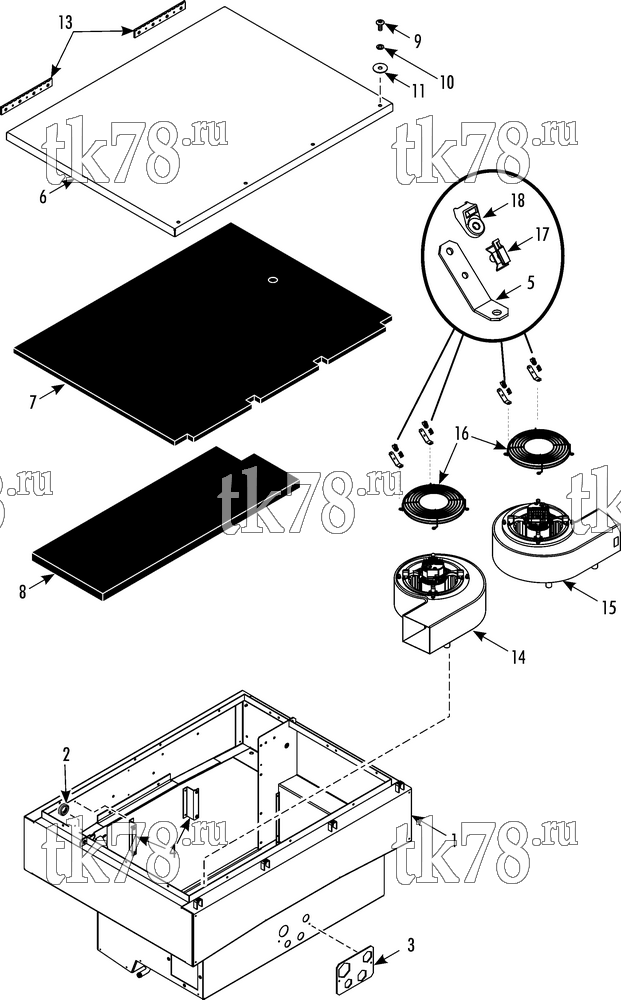 Каталог запчастей для Thermo King AT19-M1 EVAPORATOR STRUCTURAL & BLOWERS (RLF1E)
