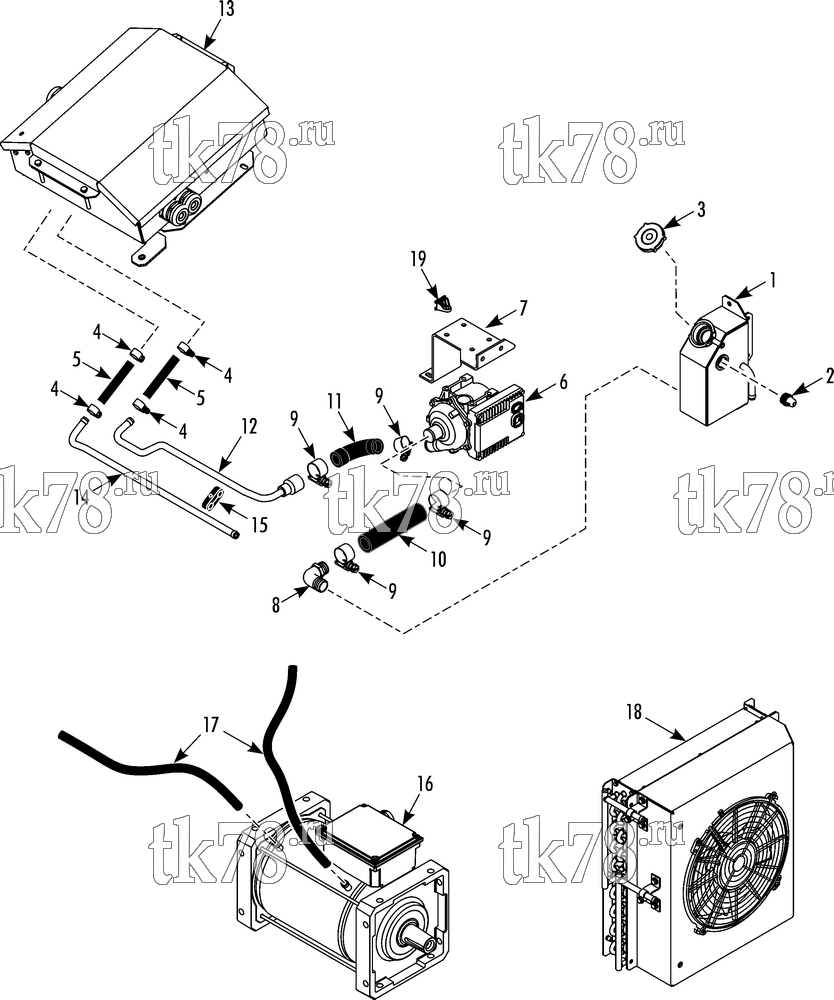 Каталог запчастей для Thermo King TEA14-M6 COOLANT BOOST PUMP CIRCUIT