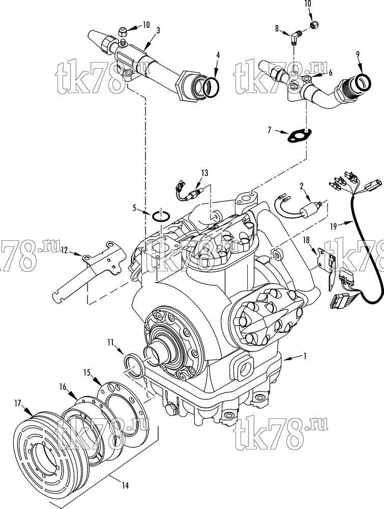 Каталог запчастей для Thermo King AT19-M6 COMPRESSOR GROUP (2C45049G29, KIT 703036 & 703125)