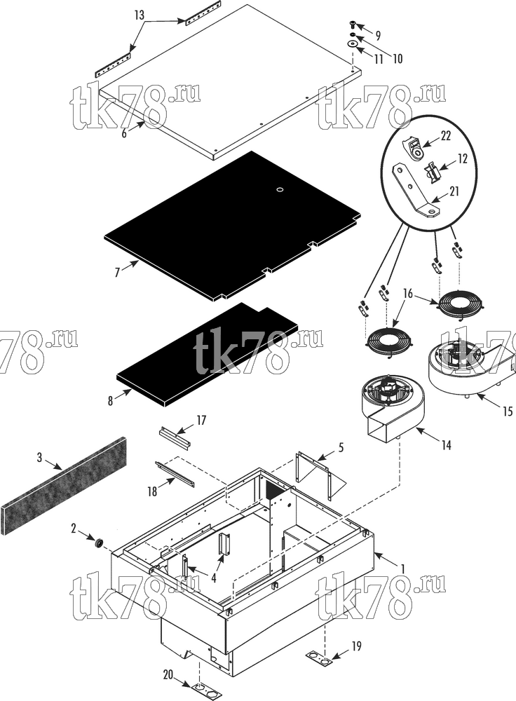 Каталог запчастей для Thermo King AT19-M6 EVAPORATOR STRUCTURAL & BLOWERS