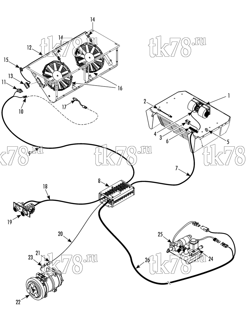 Каталог запчастей для Thermo King SA-400 ELECTRICAL COMPONENTS w/ SKIRT MOUNT CONDENSER