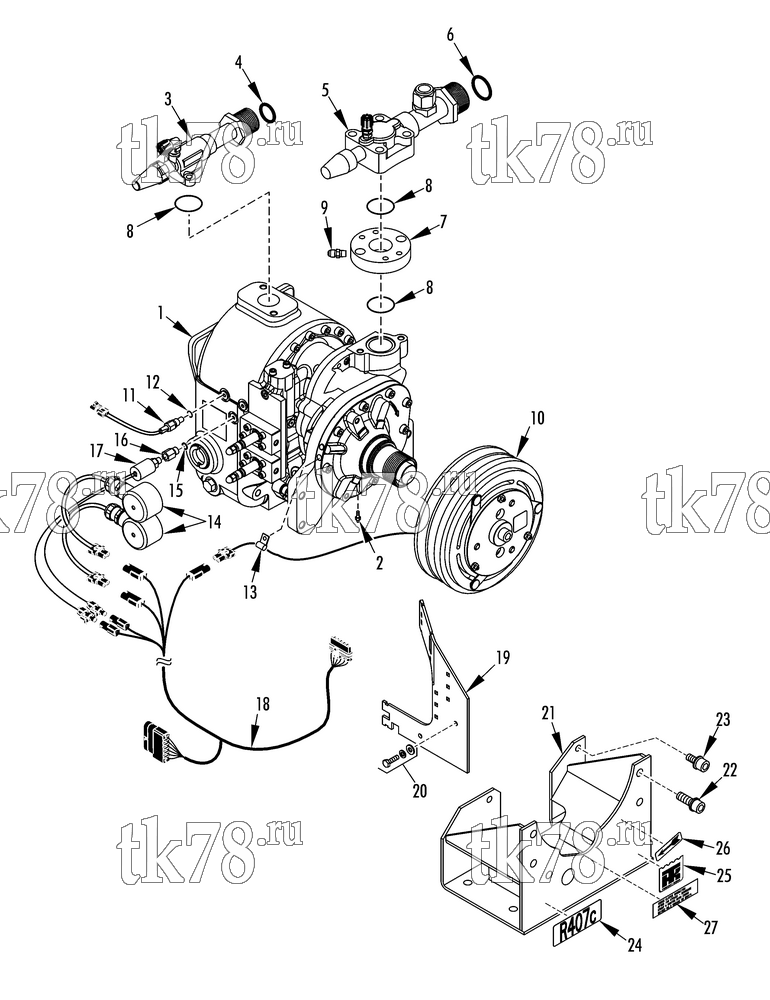 Каталог запчастей для Thermo King ATHENIA 1000-M30 COMPRESSOR GROUP (1E63245G06, KIT 703078)
