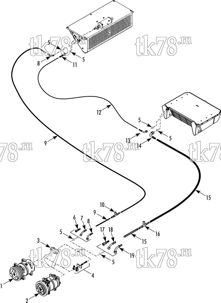 Каталог запчастей для Thermo King  COMPRESSOR & HOSE KITS w/ SKIRT MOUNT CONDENSER