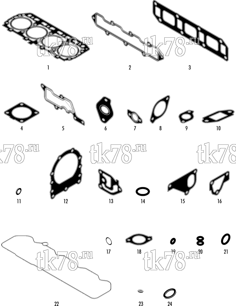 Каталог запчастей для Thermo King PRECEDENT S-600 ENGINE GASKETS