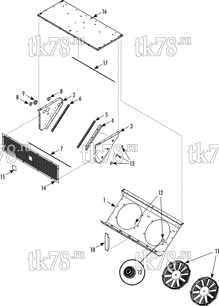 Каталог запчастей для Thermo King SA-400 CONDENSER SKIRT STRUCTURAL & FANS
