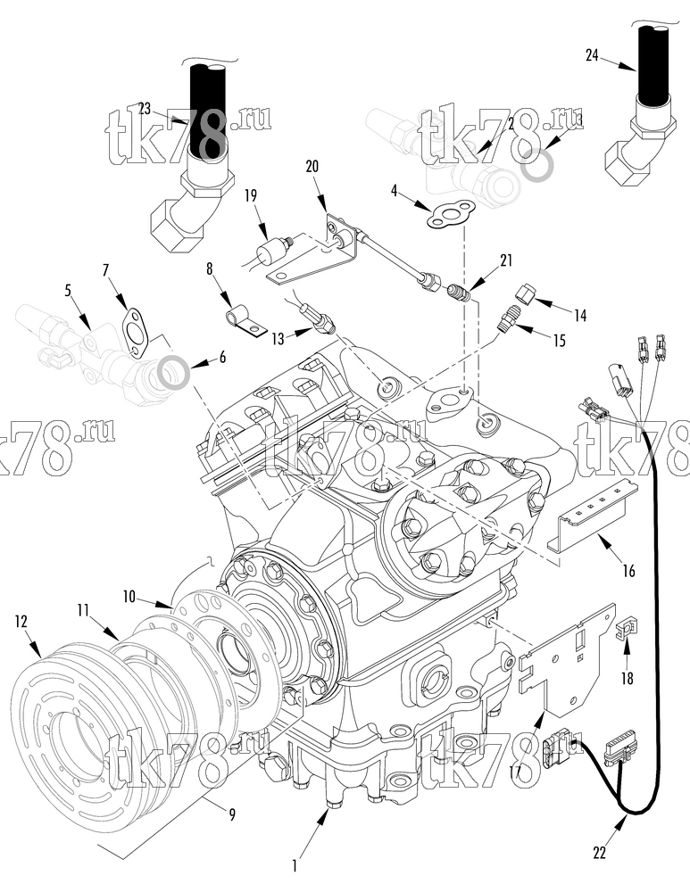 Каталог запчастей для Thermo King  COMPRESSOR GROUP (1E31452G22, KIT 703102)