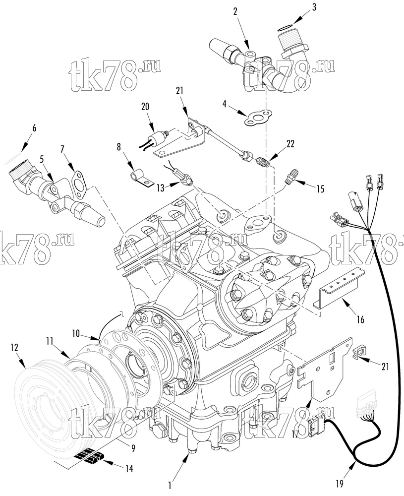 Каталог запчастей для Thermo King T13-M60 COMPRESSOR GROUP (1E31452G14, KIT 703234)