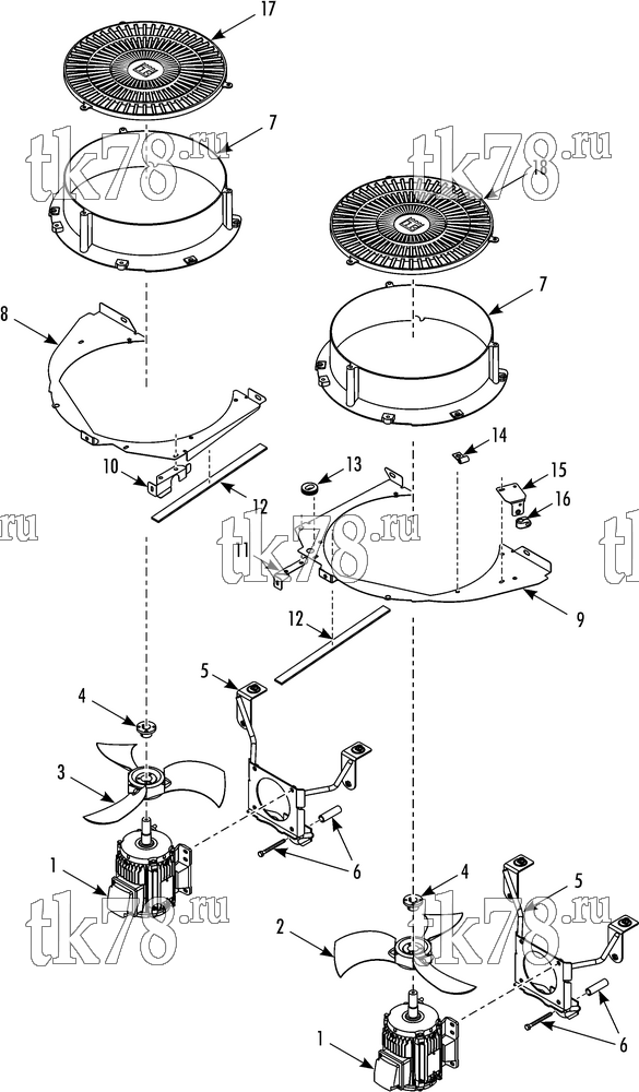 Каталог запчастей для Thermo King  CONDENSER FANS GROUP
