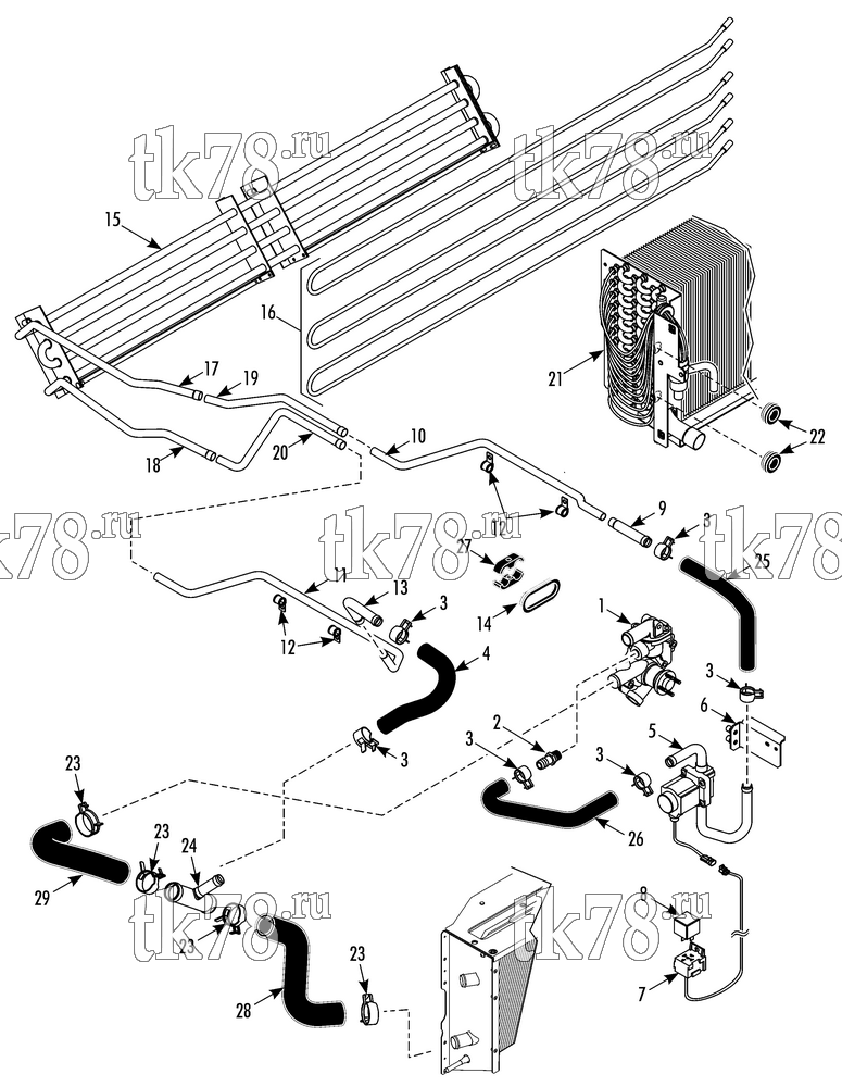 Каталог запчастей для Thermo King T-800R TSA & EMEIA WATER HEAT GROUP w/ Micro Channel coil (Optional, EMEIA only)
