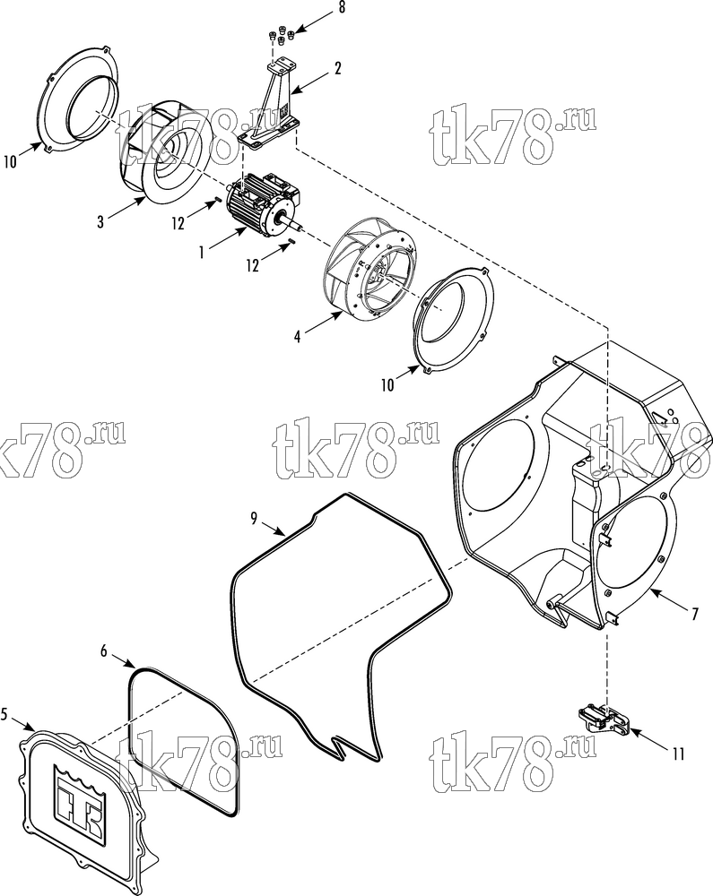 Каталог запчастей для Thermo King PRECEDENT S-600 EVAPORATOR BLOWER GROUP