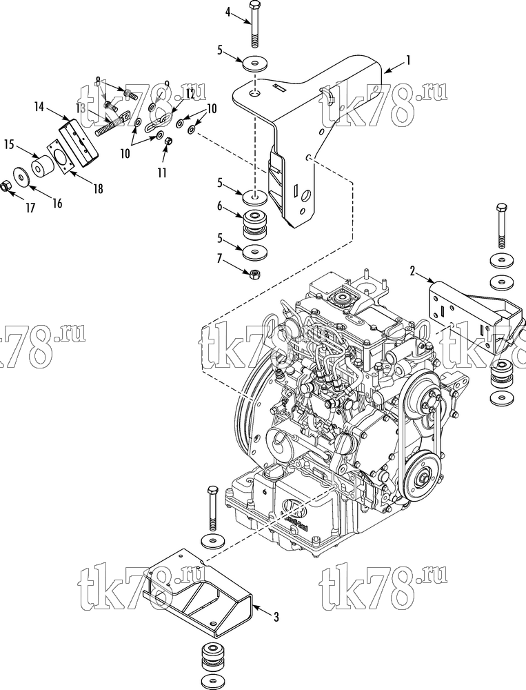 Каталог запчастей для Thermo King T-680R TSA ENGINE MOUNTING GROUP (3TNV74)