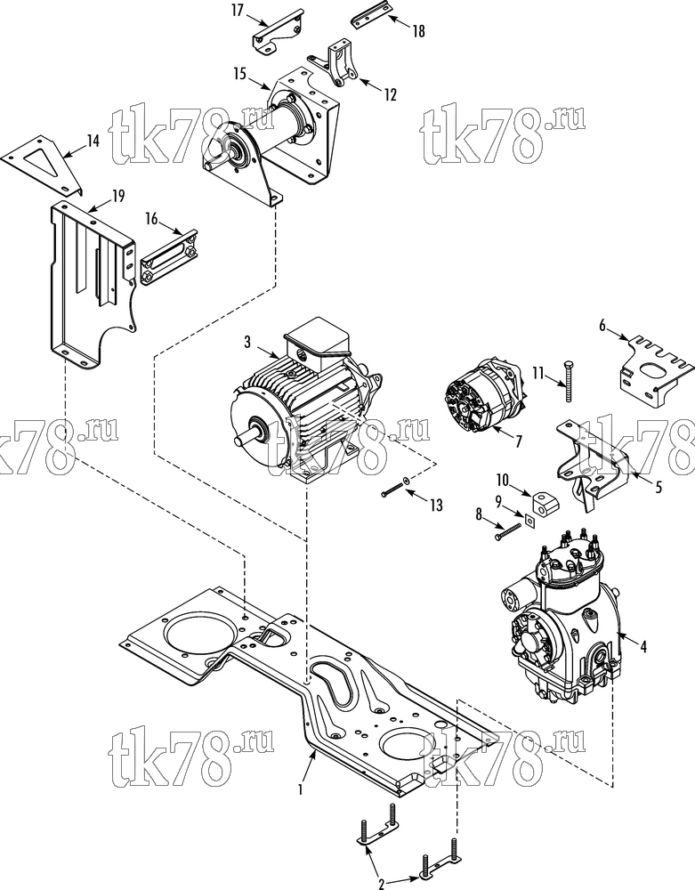 Каталог запчастей для Thermo King T-680R TSA COMPRESSOR, MOTOR & ALTERNATOR MOUNTING